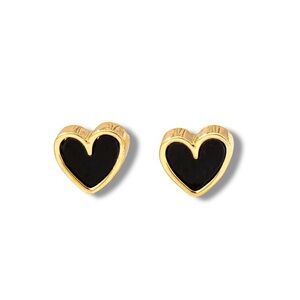 Heart Earrings - Black and Gold